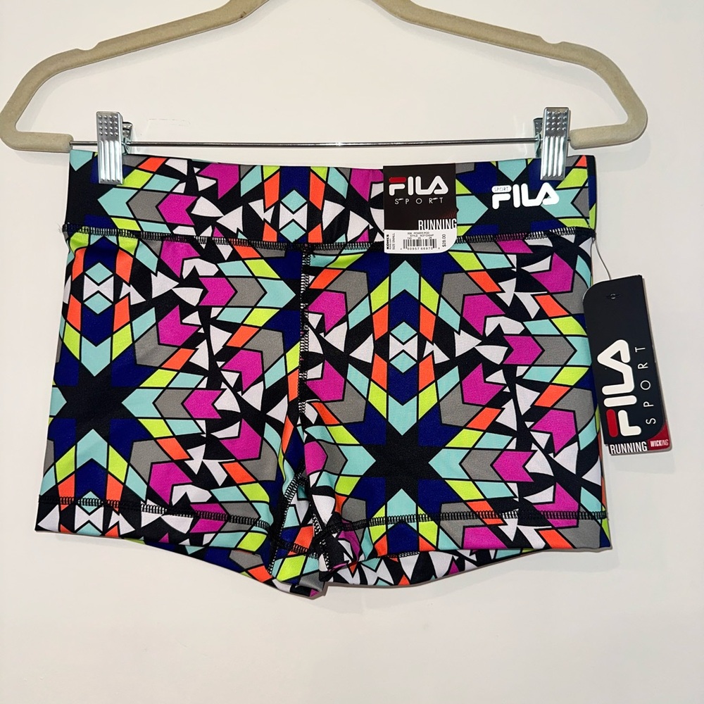 FILA Multicolor Geometric Running/Biker Shorts